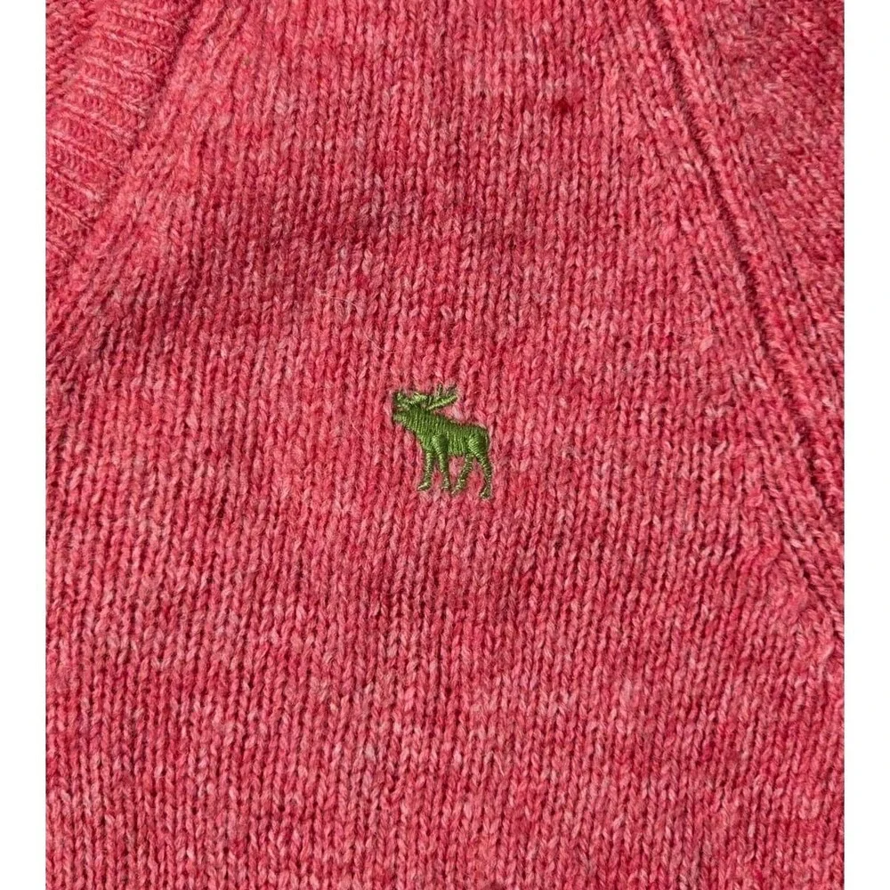Abercrombie & Fitch Sweater Womens M Pink V-Neck Lamb's Wool Blend Pullover‎ Y2K